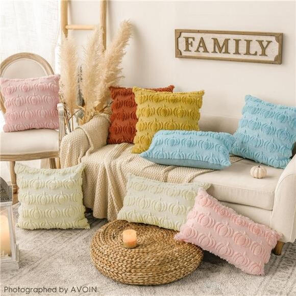 Fall Pumpkin Caramel Throw Pillow Covers, 18 x 18 Inch Seasonal Set of 2 - Picture 4 of 7